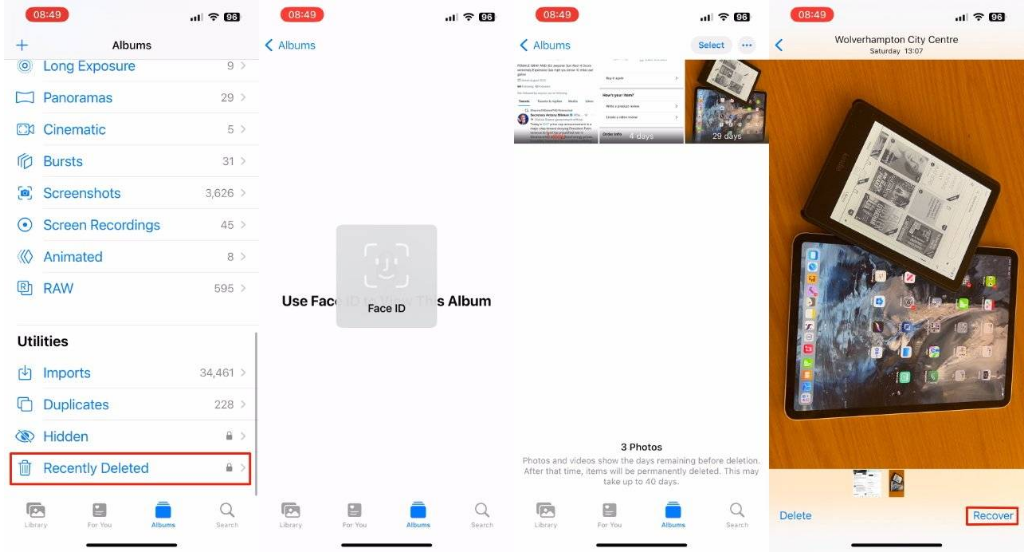 赤壁苹果14维修分享 iPhone14 上恢复已删除的照片 
